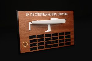J/70 Custom Half Hull Trophy: Your Victory, Sculpted in Wood