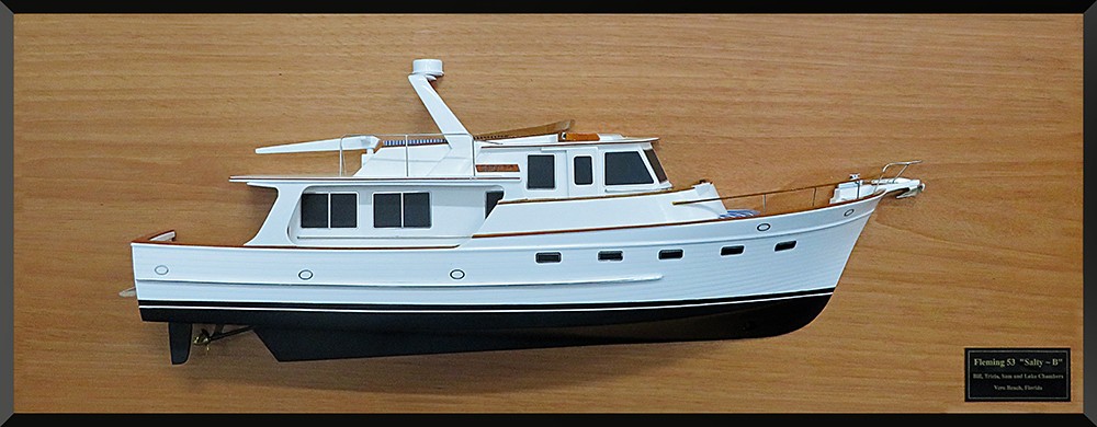 Custom Half Models - - Fleming 53 power boat half model with deck details - Abordage