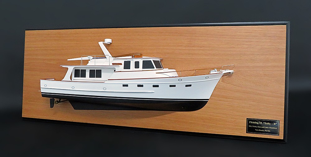 Custom Half Models - - Fleming 53 power boat half model with deck details - Abordage