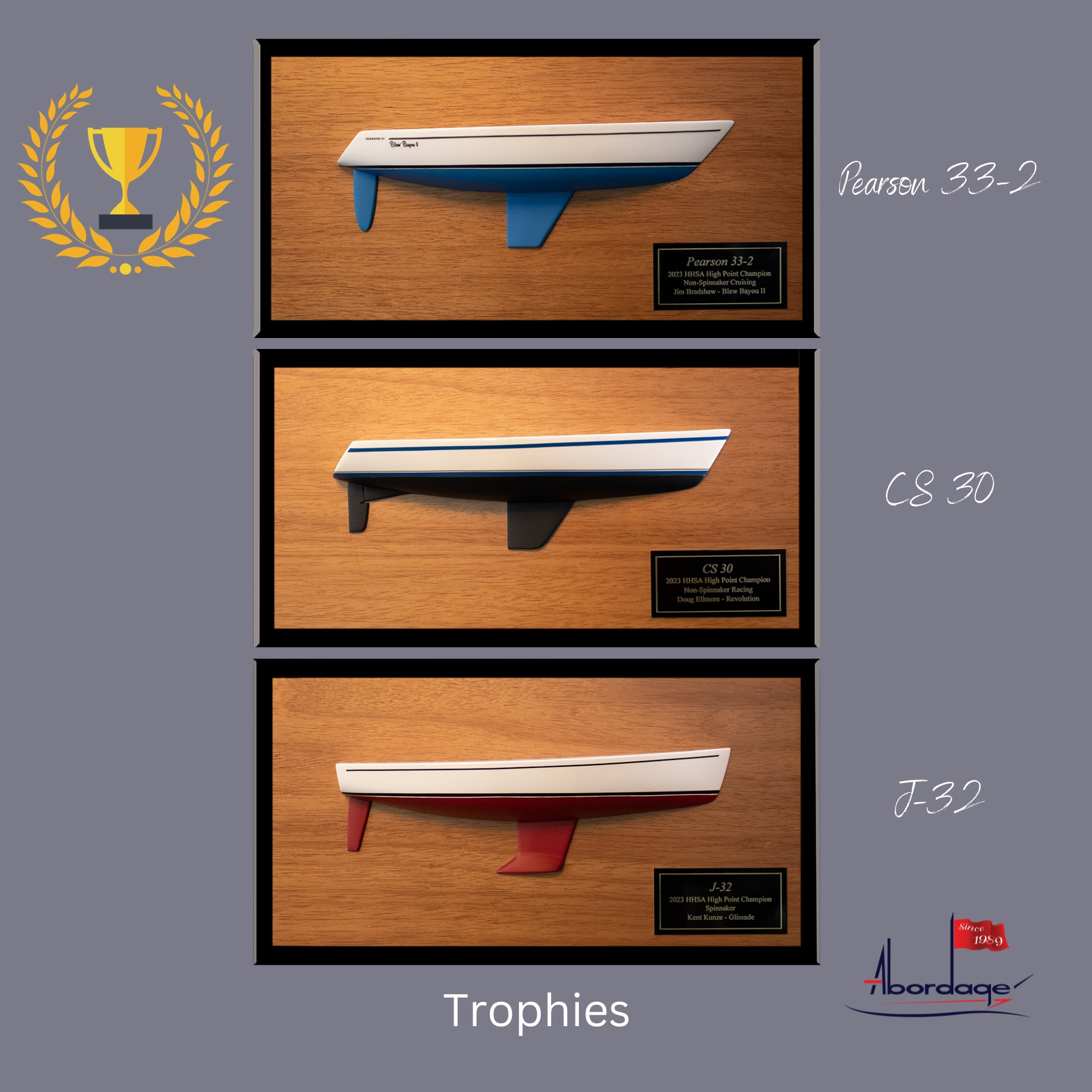Pearson 33-2, CS 30, J-32 Half hulls and Trophies